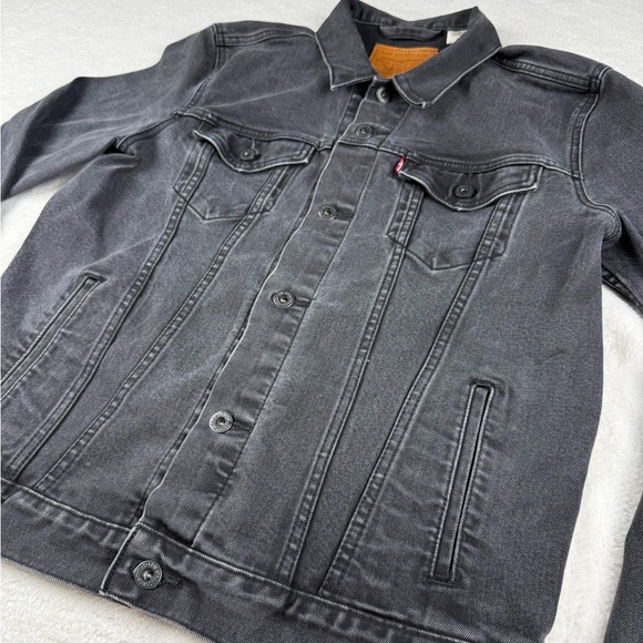 Y2K Levi's 72334 Trucker Jacket Mens Size Large Black Denim Jean 00s - Picture 2 of 11